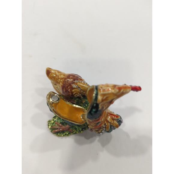 Rooster &Hen Jewelry Trinket Magnetic Closures Both Rooster And Hen Rhinestones - Picture 6 of 7